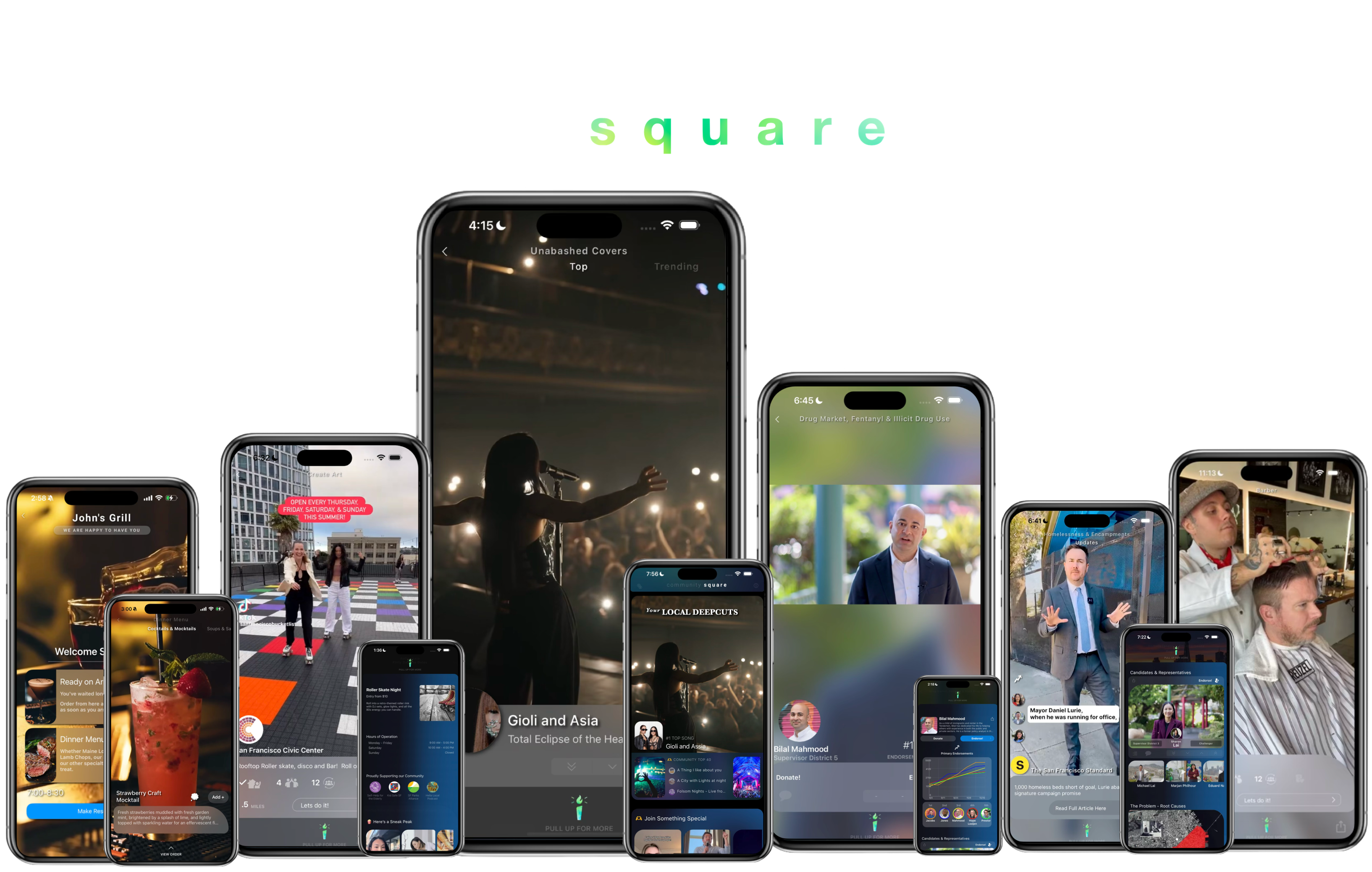 Community Square — the app: articles, local businesses, events, music, and civic feeds in one place